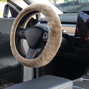 Natural Automotive Classic Sheepskin Steering Wheel Cover | 1-Piece | Taupe